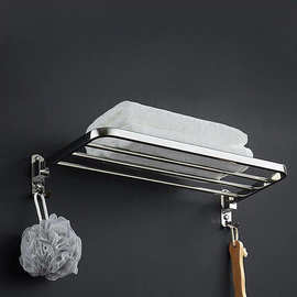 单层卫生间晾毛巾架浴室凉浴巾架免打孔厕所304不锈钢置物强之羽