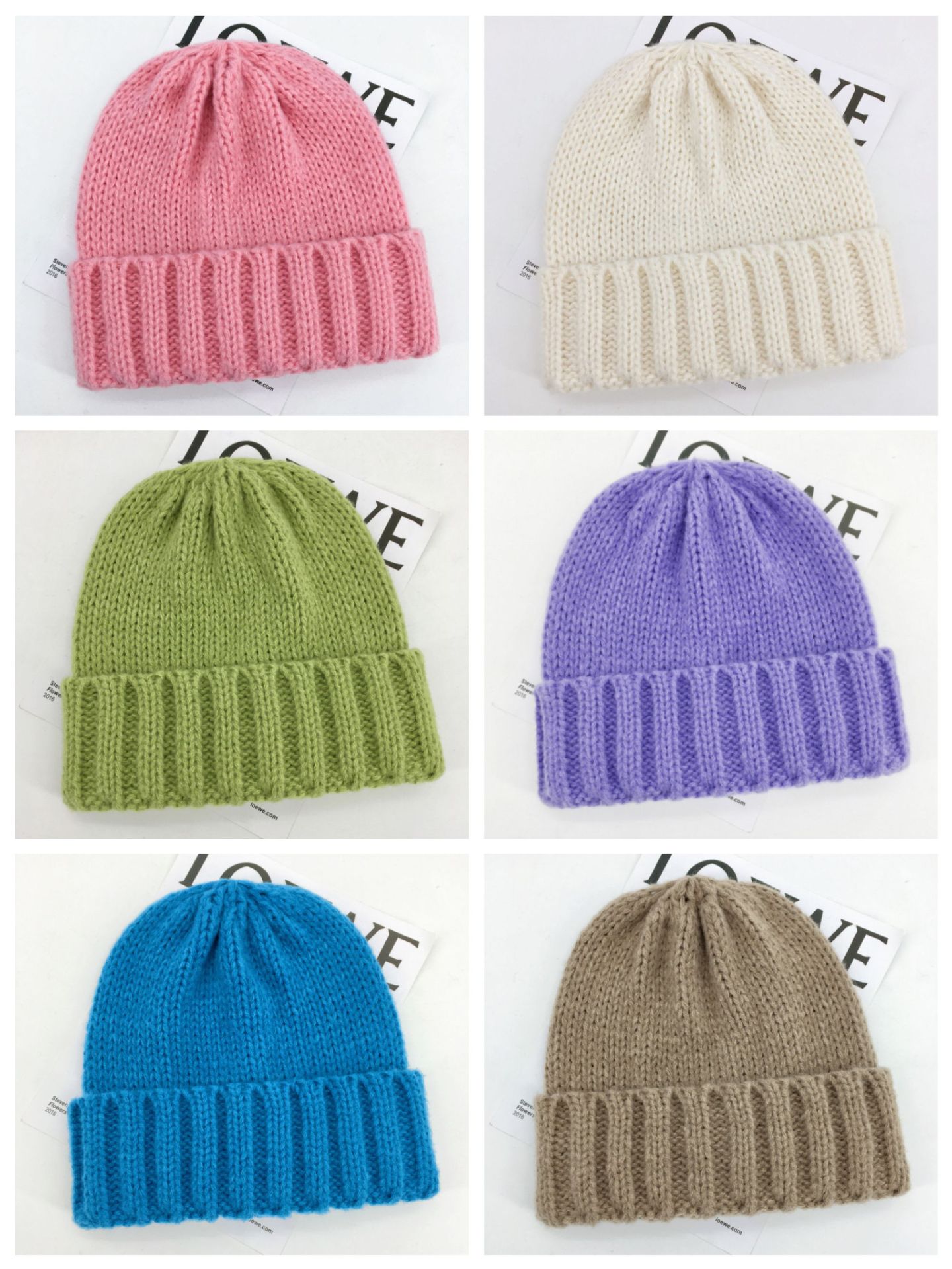 大头围宽松卷边毛线帽