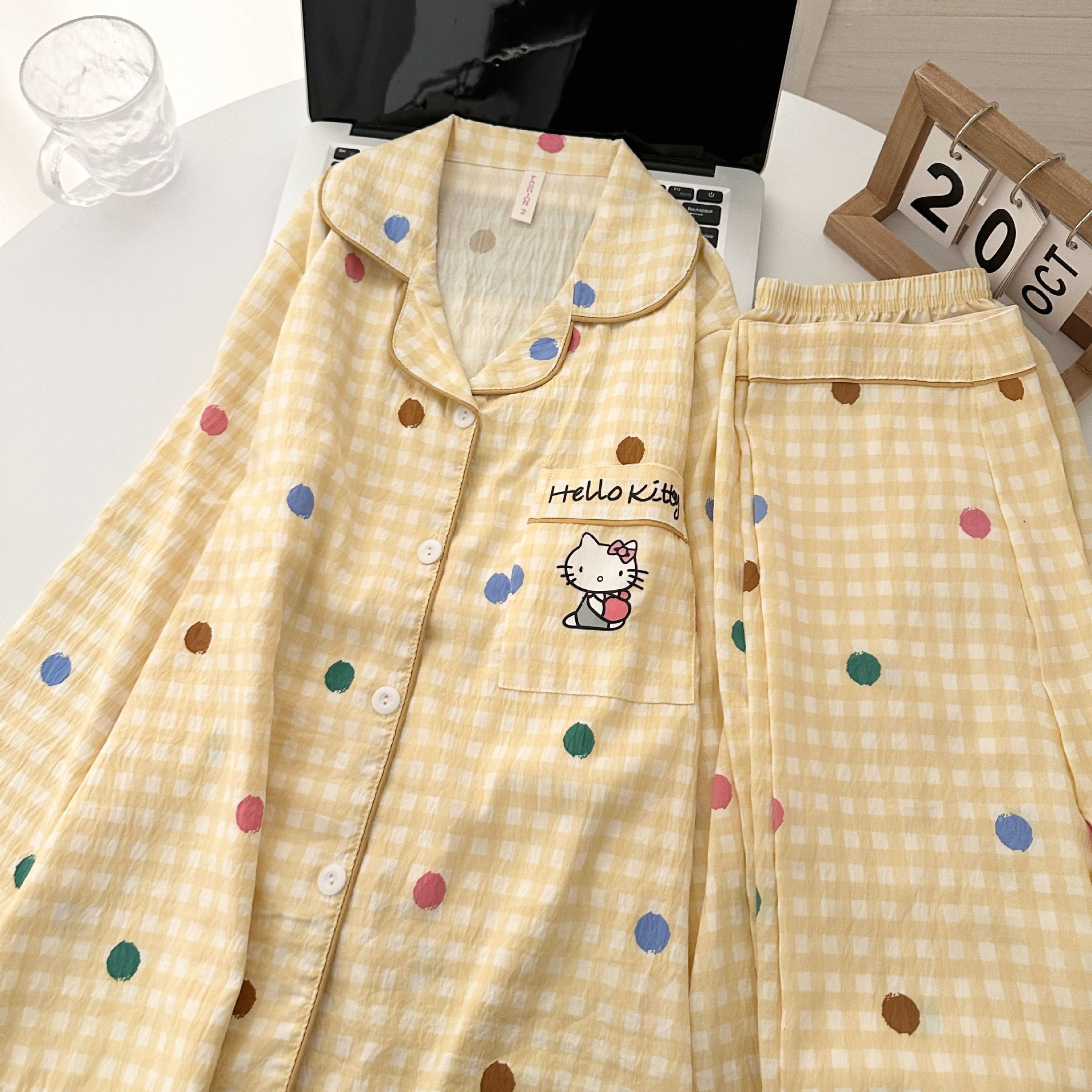 Libro rojo recomienda estrellas perros nubes algodón pantalones de manga larga pijama set de primavera nueva ropa para el hogar se puede usar fuera