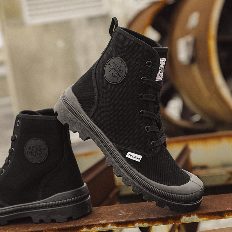 Men's High-Top Wide Shoes, Korean Style Trendy Canvas Shoes, Youth Casual Shoes, Student Men's Shoes