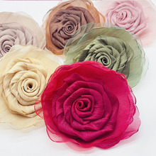 布艺烧边玫瑰花手工diy网纱山茶花头饰配件颈链鞋花服装花朵辅料