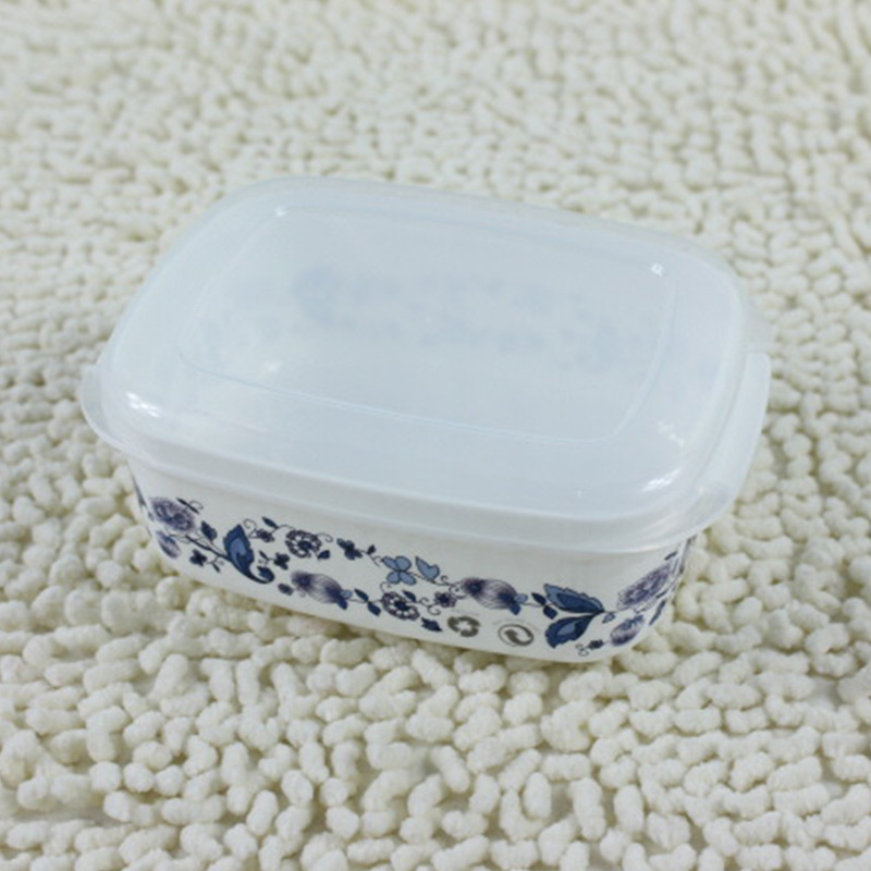 Caja de porcelana ovalada azul y blanca personalizada para conservar alimentos, caja para ungüentos de medicina tradicional china, caja para mascarillas de barro, caja para moxibustión con barro, caja de almacenamiento, embalaje de almacenamiento de plástico