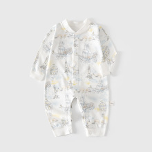 婴儿连体衣长袖纯棉春秋对开哈衣男女新生宝宝婴幼儿童春夏爬服