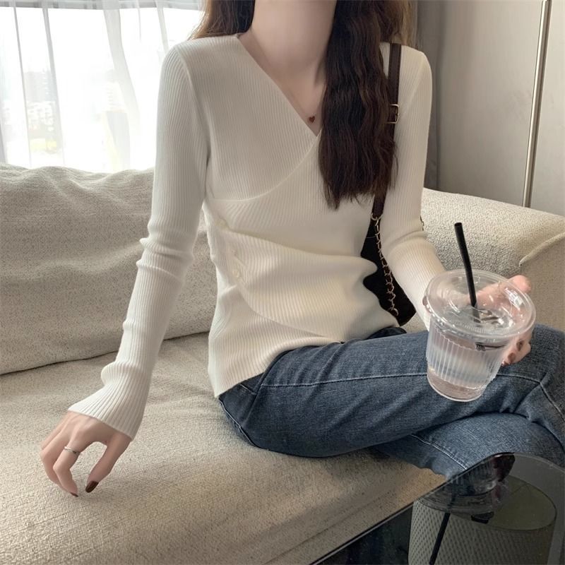 今年流行漂亮低领打底衫女春秋洋气感针织衫毛衣紧身内搭|undefined