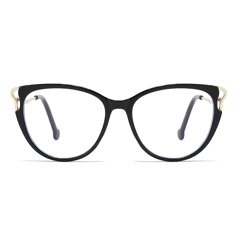 Retro Cat Eye Blue Light Blocking Glasses Frame High End Plain Unisex Full Rim Metal Glasses For Men And Women_voghion.com