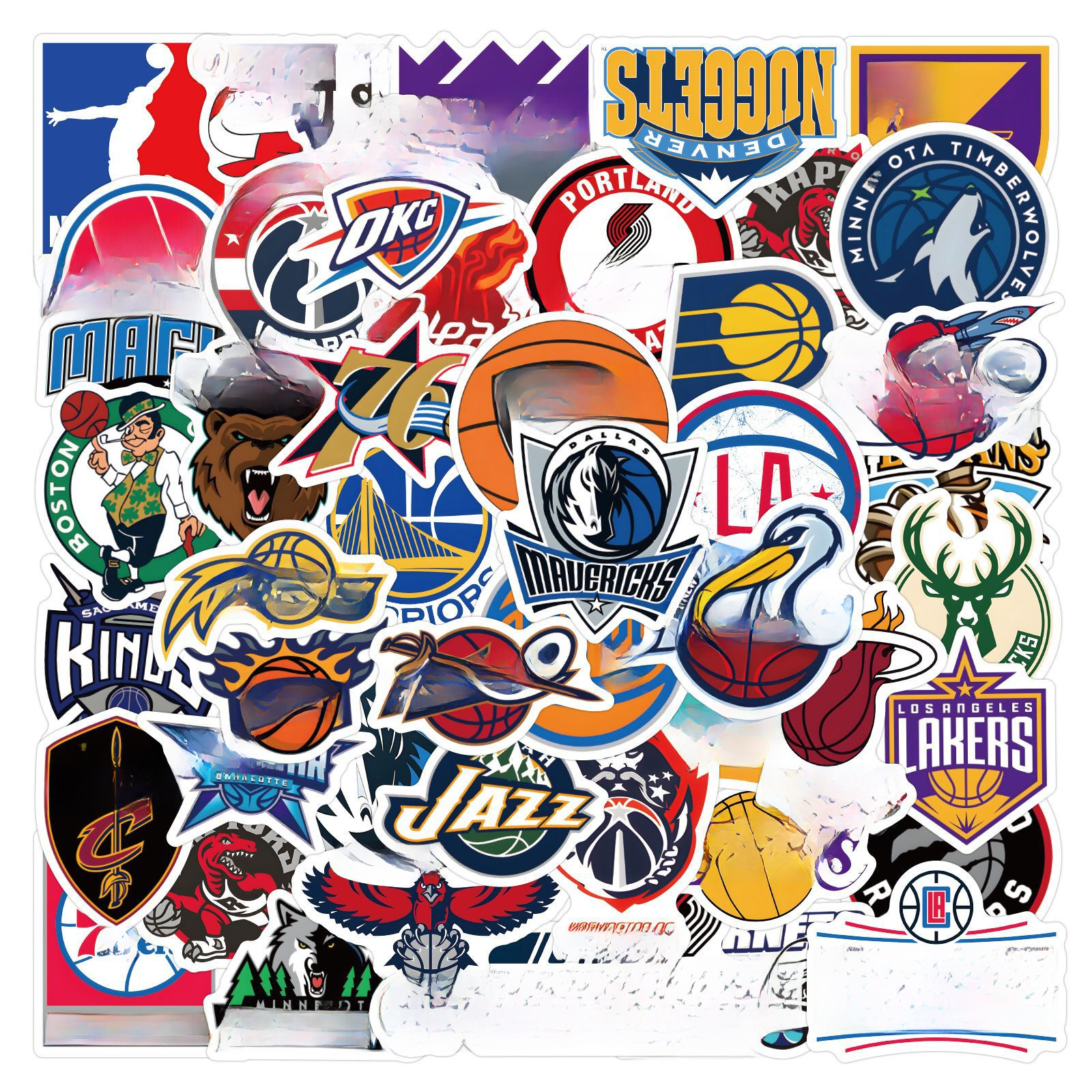 60개 NBA 농구팀 로고 스포츠 주변 스티커 장식 노트북 수하물 방수 스티커 도매