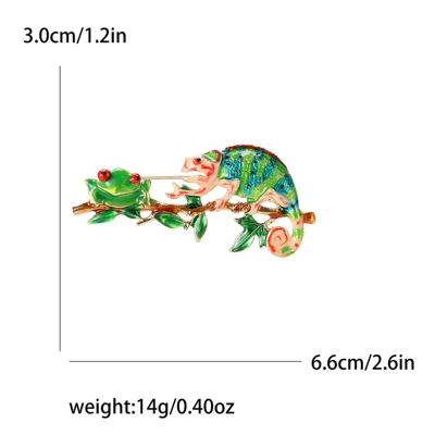 Yaxa sancaqları Chameleon Frog Brooch Niche - green-4272