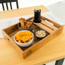 木质高级放茶水杯托盘中式家用咖啡杯器具竹制收纳托盘
