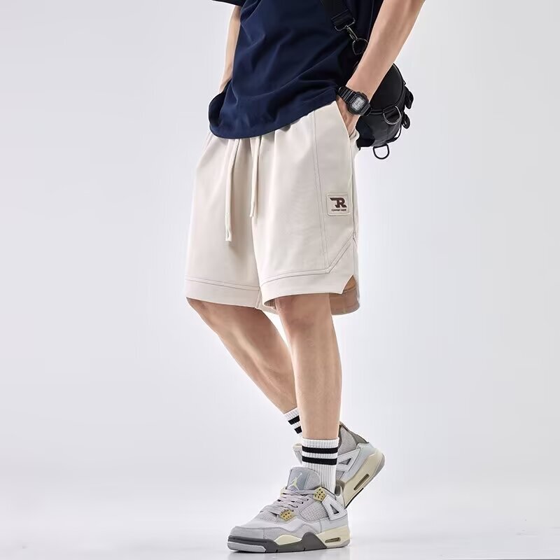 2025 Heavyweight Summer Thin Sports Shorts for Men, American Style Trendy Loose Casual High-Elasticity Split Hem Five-Point Pants