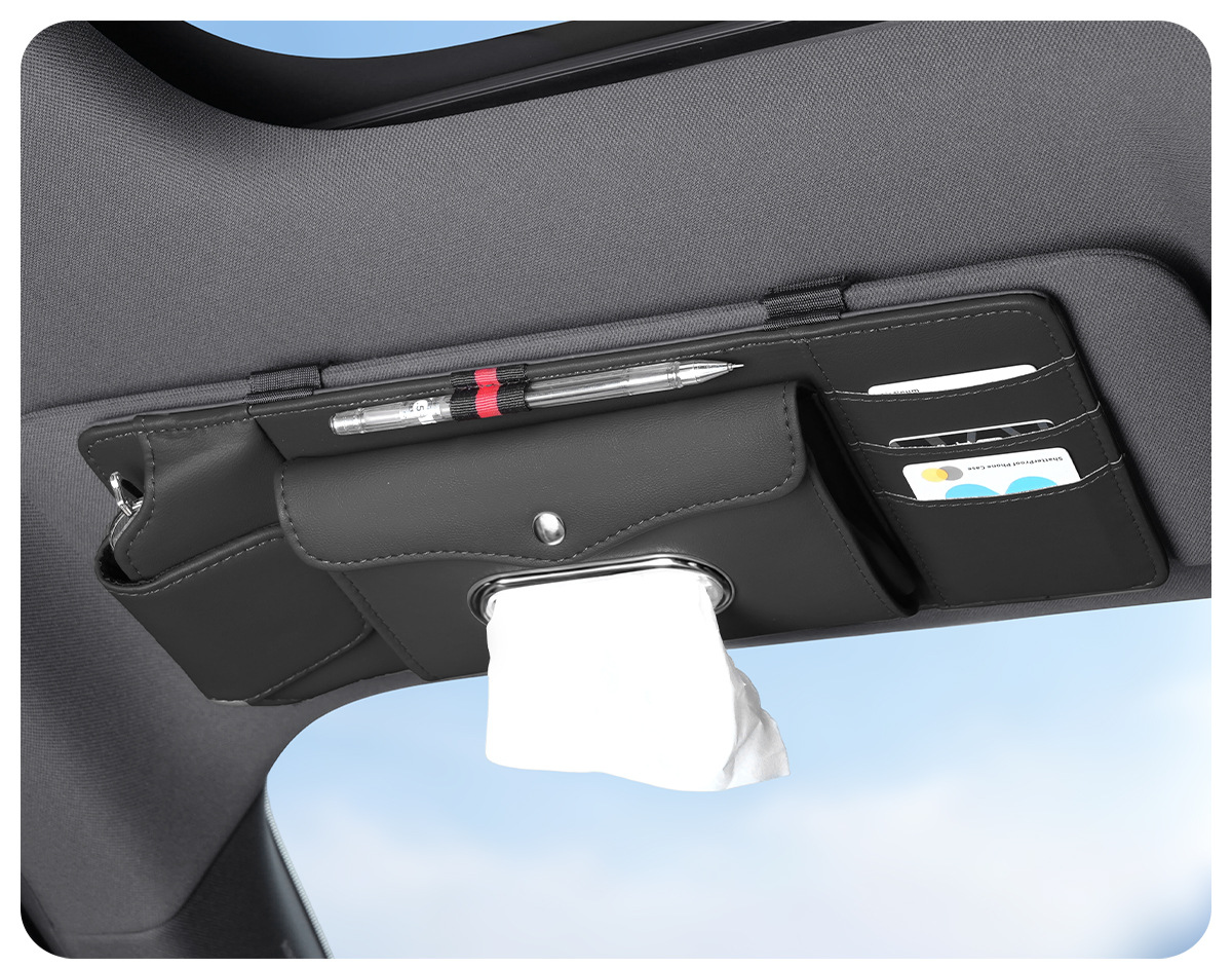 Car Sun Visor Storage Clip, Multifunctional Tissue Box, Document Holder, Sunglasses Storage Box, Car Glasses Clip