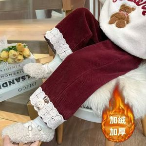 女童加绒裤子冬季新款秋冬一体宝宝加厚洋气儿童阔腿裤长裤