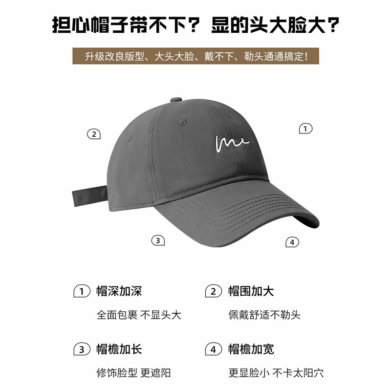 棒球帽子男款春夏季大头围潮牌加深加大女士户外宽弯檐软顶鸭舌帽|undefined