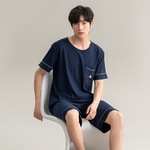 Мужская антибактериальная хлопковая летняя пижама, мужские шорты, комплект, короткий рукав