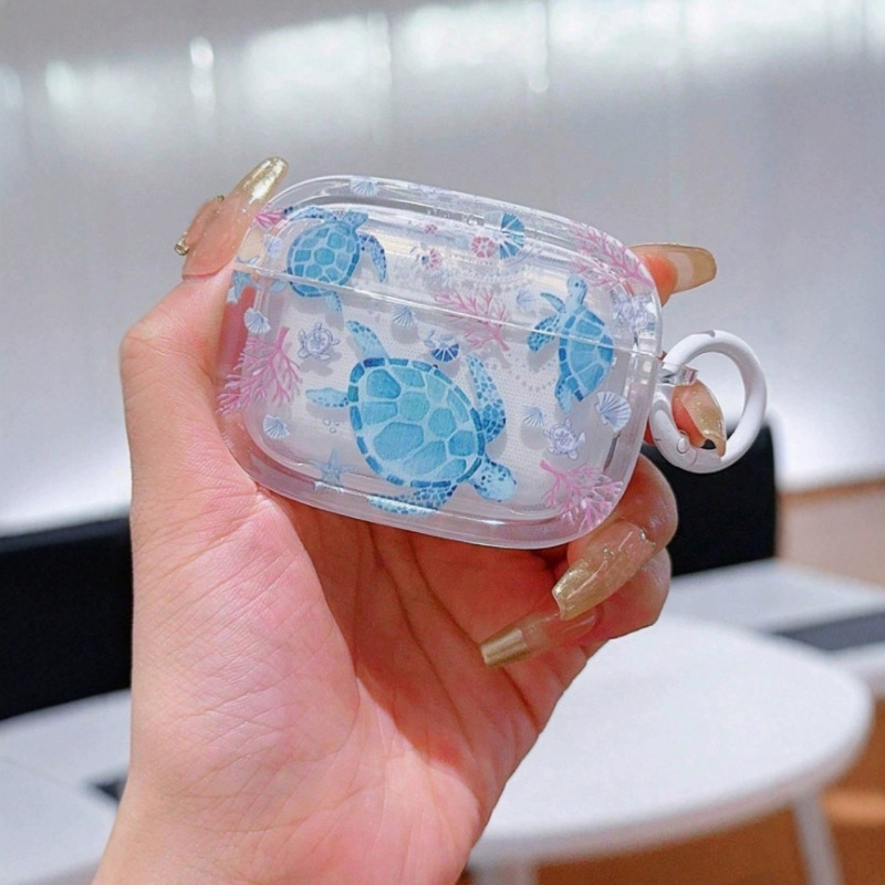 Summer Ocean Series Suitable for Apple Pro Second Generation Cute Turtle Men's and Women's Soft Shell Transparent Protective Case