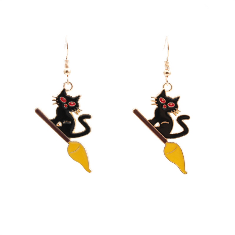 Halloween Fashion Cat Ohrringe Halskette Set Großhandel Schmuck Nihaojewelry display picture 2