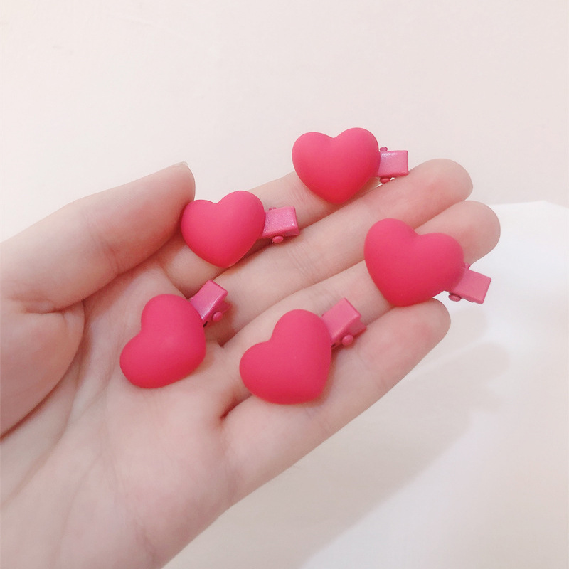 ピンク系の甘いヘアピンのサイドクリップの女性のサイドのかわいいヘアピンの少女の心のアヒルの口のbbクリップの前髪のクリップの頭飾り|undefined