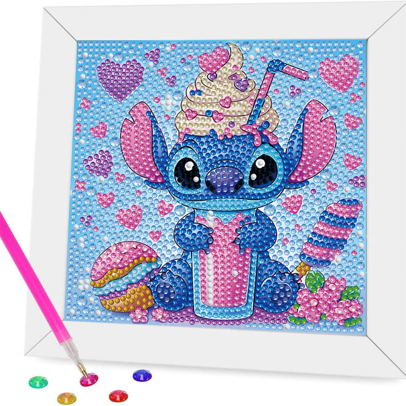 Pintura de diamantes enmarcada hecha a mano, superventas transfronteriza, de dibujos animados infantiles de la princesa Elsa, linda pintura de pegatinas de diamantes DIY