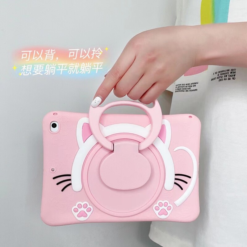 For iPad10.2 cartoon cat face protective case air5 pro11 swivel portable stand glory X9 protective case