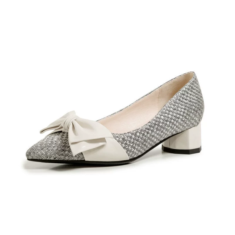 Universal footwear pointy toe with bow, plus size