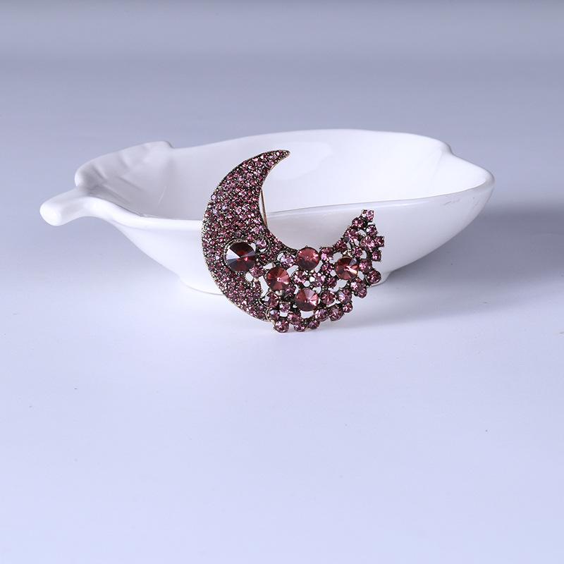 Women's Gender Retro Pin Moon Alloy Inlay Rhinestones Women's Brooches