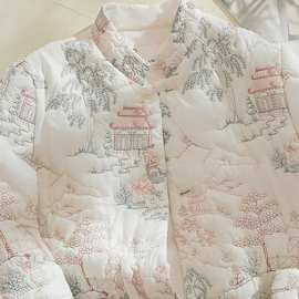 重工冬服棉袄刺绣棉服外套女装2025新款高级感秋冬季款新中式棉衣