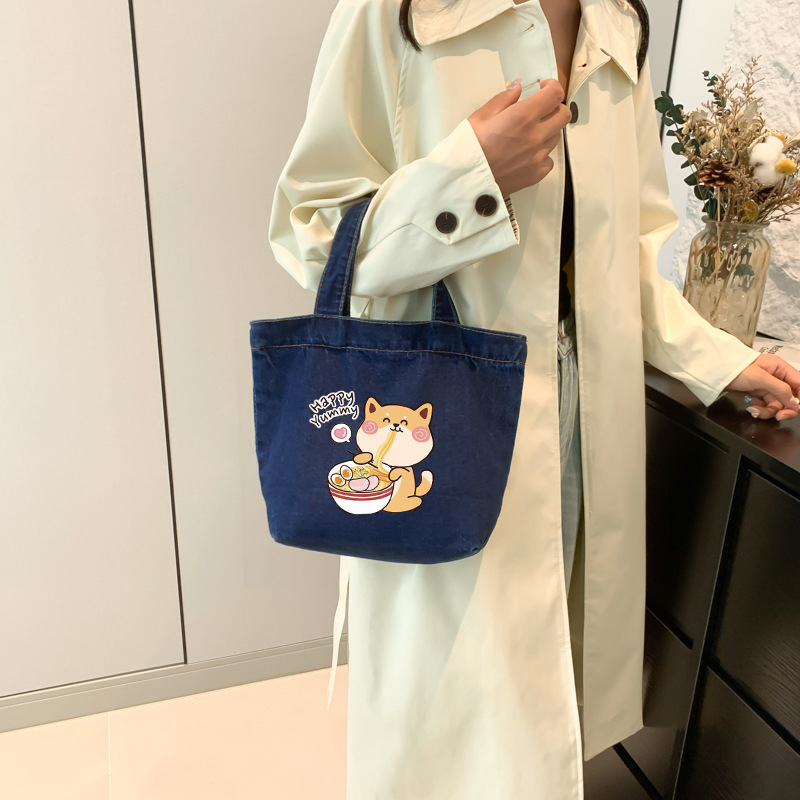 Bolsos nuevos vaqueros lindos bolsos de almuerzo de hombro único bolsos de almuerzo nuevos estudiantes bolsos de almuerzo simples bolsas de regalo al por mayor