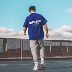 REPRESENT TRACK スモールレタリング半袖アメリカンハイストリートピュアコットン男女カップルルーズTシャツトレンド