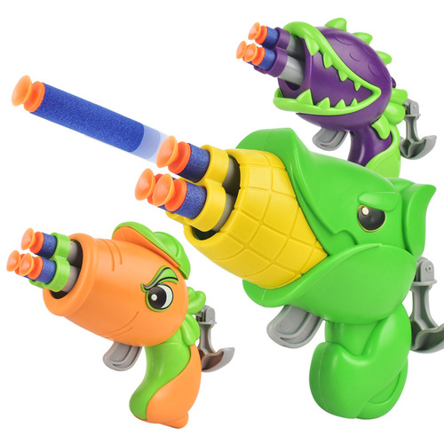 New children's plant soft bullet gun toy manually loaded child boy shooting cartoon toy gun soft bullet gun