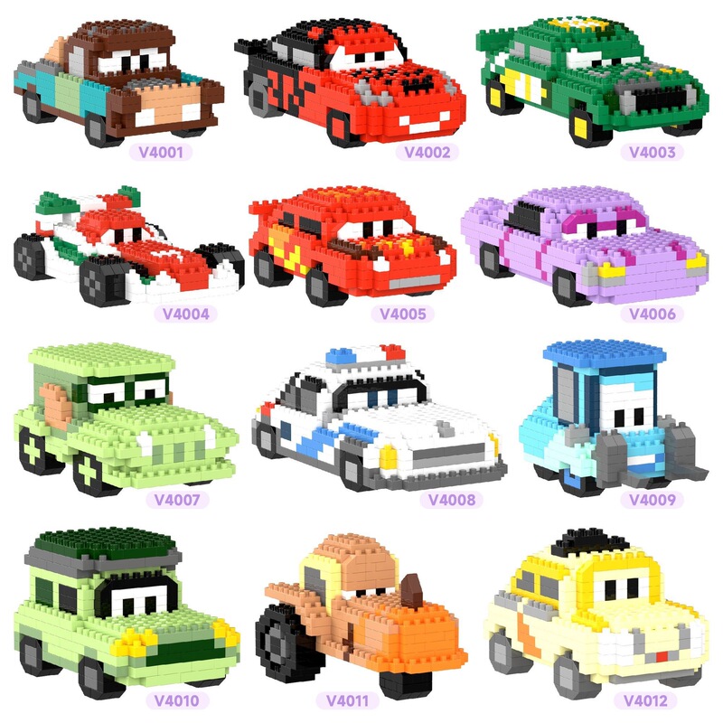 Compatible with Lego Cars Lightning McQueen Microparticles Building Blocks Toy Boy Assembled Model Children's Puzzle