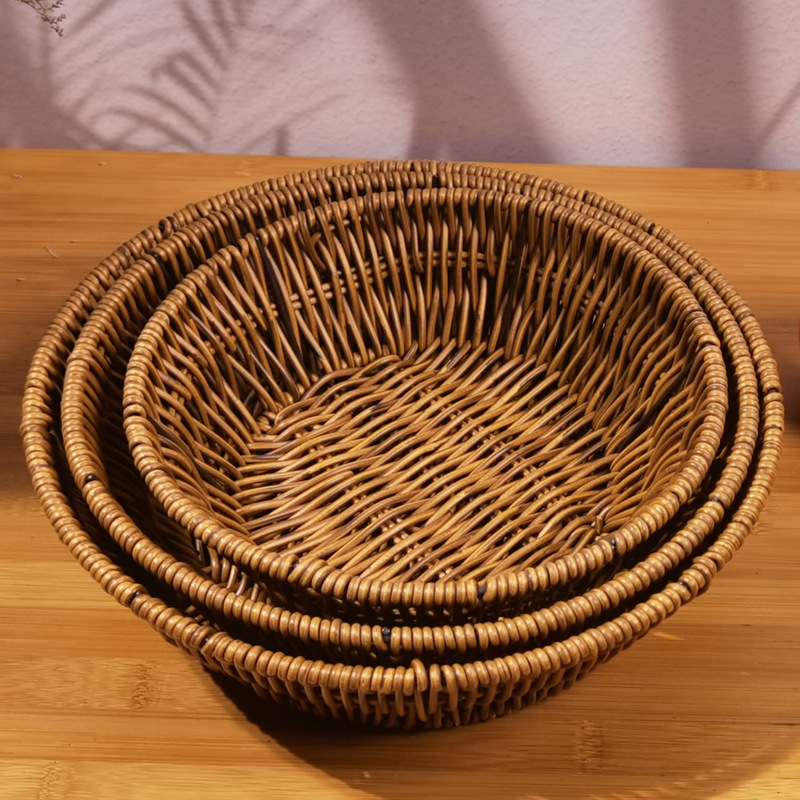 Circular snack basket, iron wire storage basket, display basket, snack basket, storage basket, fruit basket, rattan basket, creative snack plate