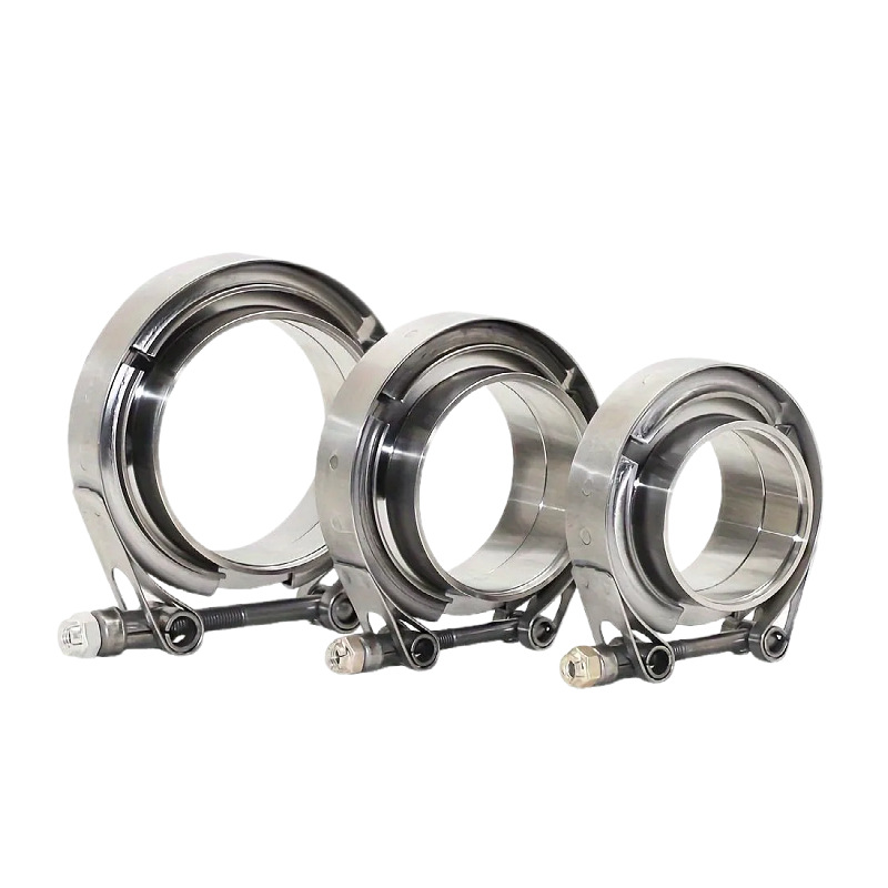 Exhaust Pipe Male and Female Flange Kit Car Modification Pipe Clamp Manufacturer In-Stock 304 Stainless Steel V-Type Clamp Hoop
