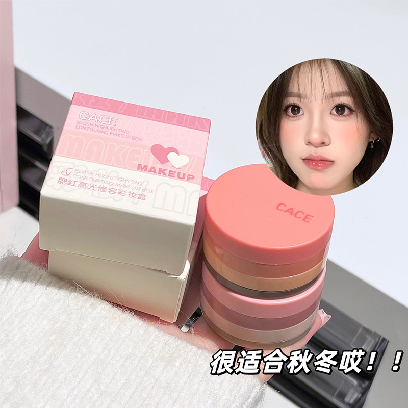 Cace blush resaltado caja de maquillaje de maquillaje natural desnudo maquillaje de maquillaje de maquillaje tierna placa de carmesí maquillaje
