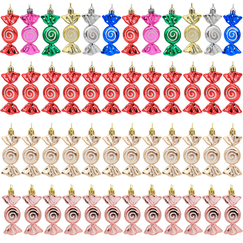 Christmas decoration gift box electroplated painted candy props Christmas tree pendant lollipop 6 pieces in a box Christmas gift