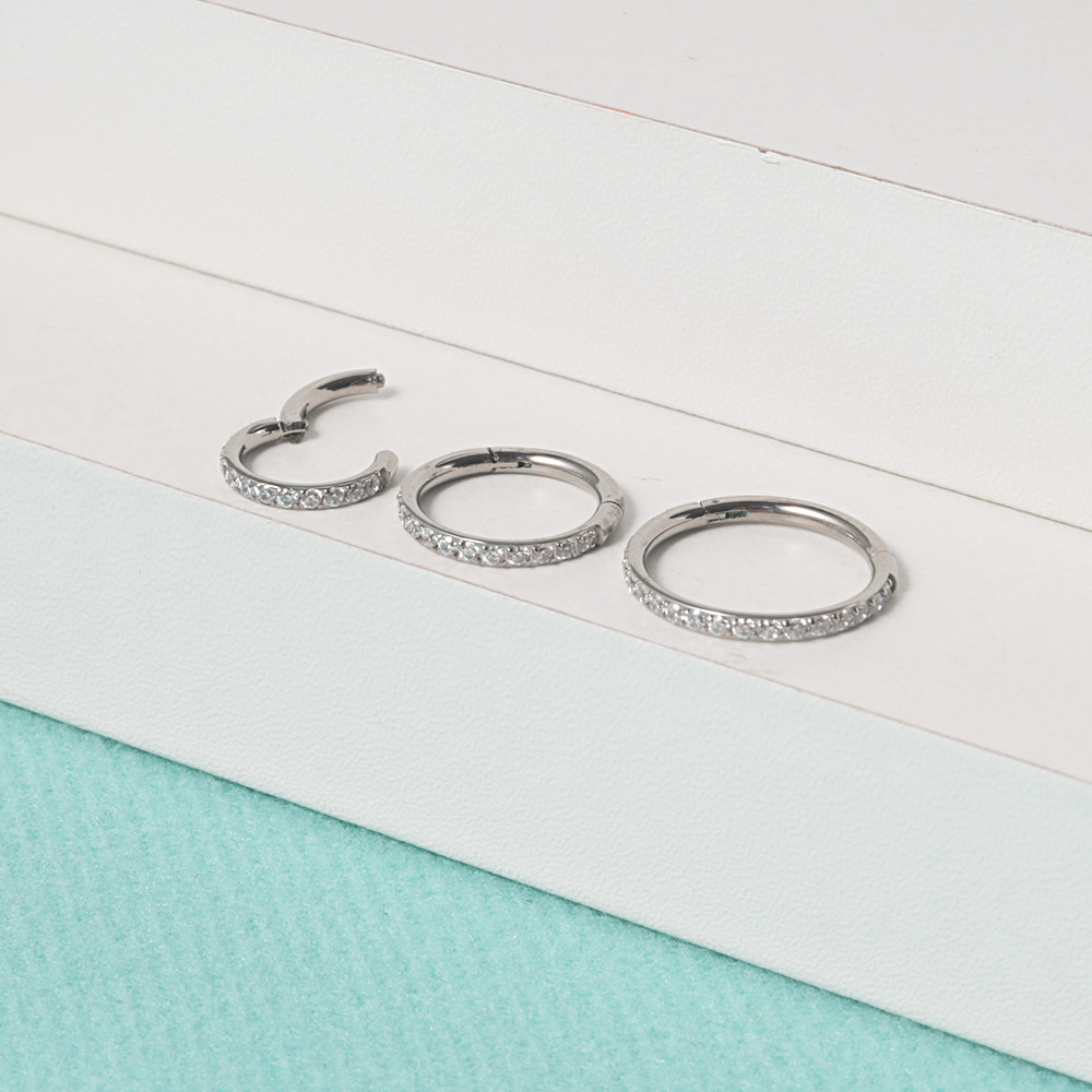 Simple Style Round Titanium Alloy Inlay Zircon Nose Ring 1 Piece