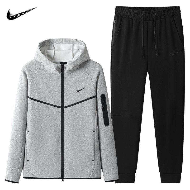 Cross-Border Men's Clothing 2025 Spring Outdoor Casual Sports Suit Men's Hooded Cardigan Long-Sleeved Sweatshirt and Trousers Two-Piece Set