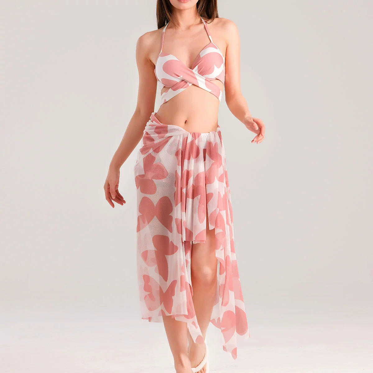 HURUN Swimwear, sexy push up bra, split set for swimming, 3 piece set
