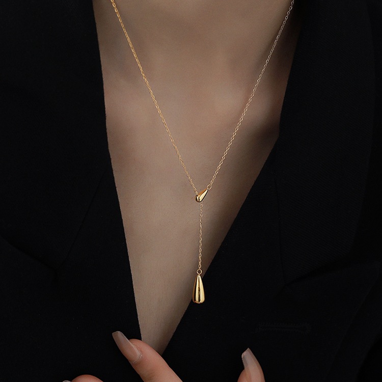 6g Weight Pendant Necklace Classification 1 Piece Quantity Daily Occasion Titanium Steel Material Water Droplets Pattern Women'S Gender Plating Design Fashion Style Fashion Water Droplets Titanium Steel Plating Pendant Necklace 1 Piece 8