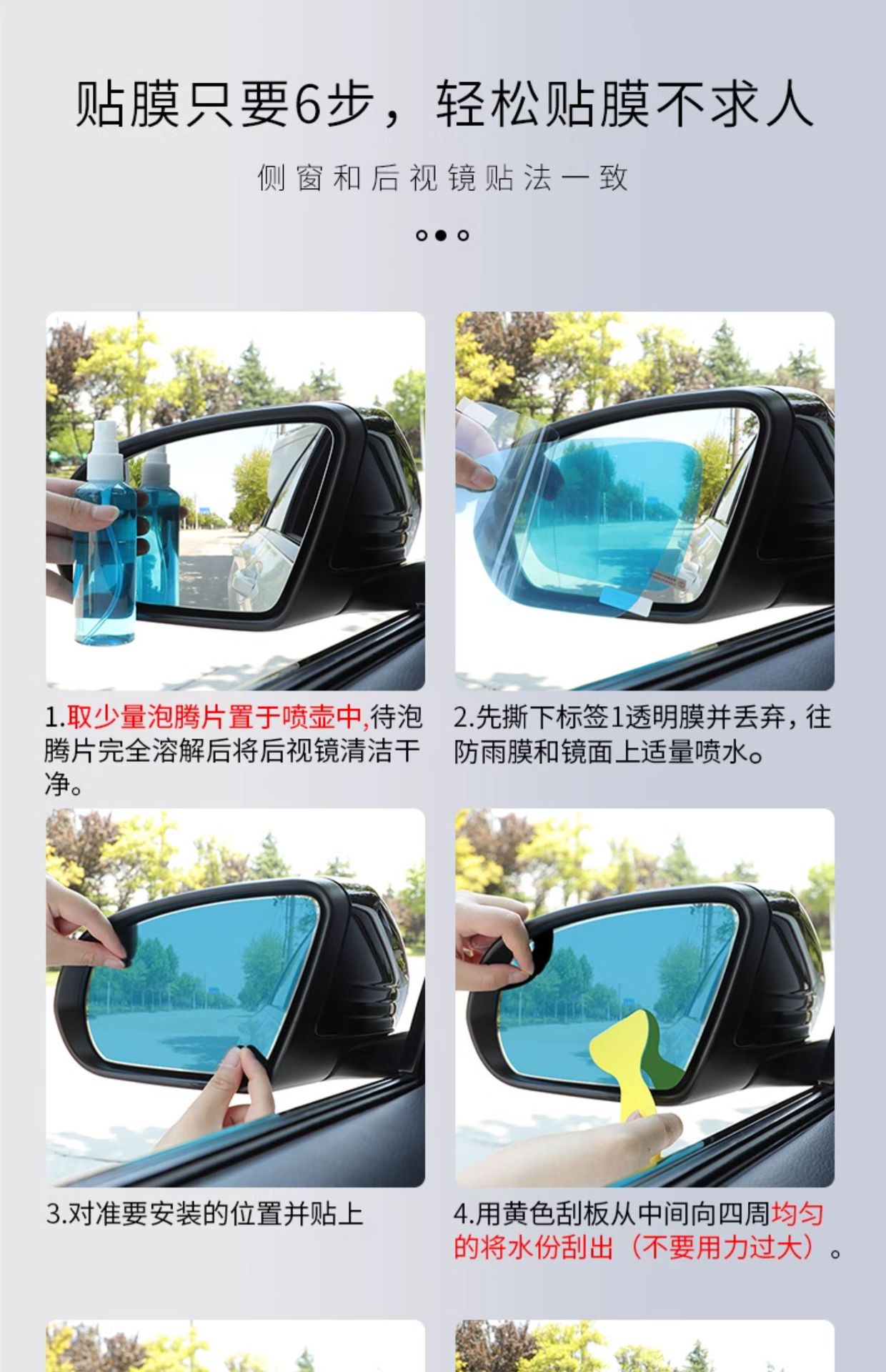 Rearview Mirror Anti-Rain Film for Audi A4L/A6L/Q3/Q5/Q7/A1/A5/A7/A8/S3