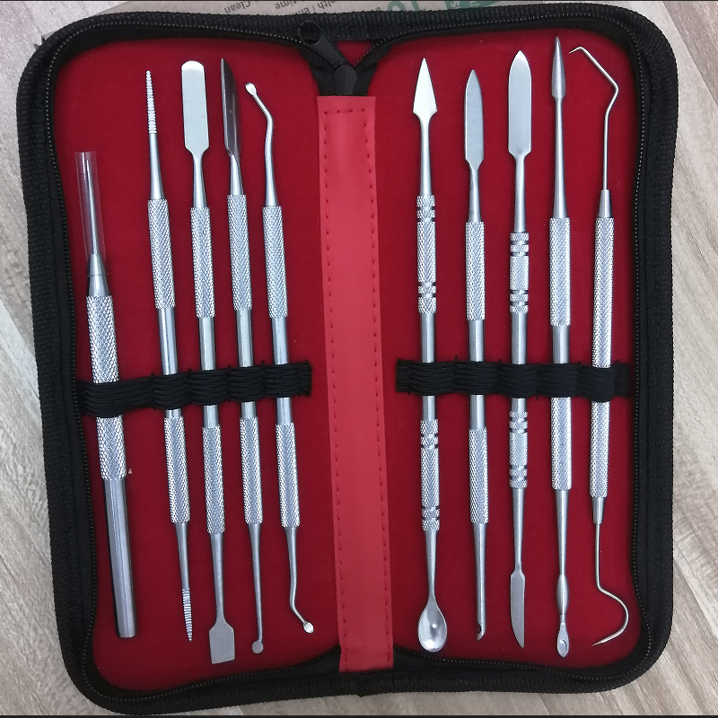 Cuchillo de trinchar dental de acero inoxidable, kit de cera, juego de 10 piezas, juego de cuchillo mecánico, tallado en arcilla, herramienta de práctica manual al por mayor