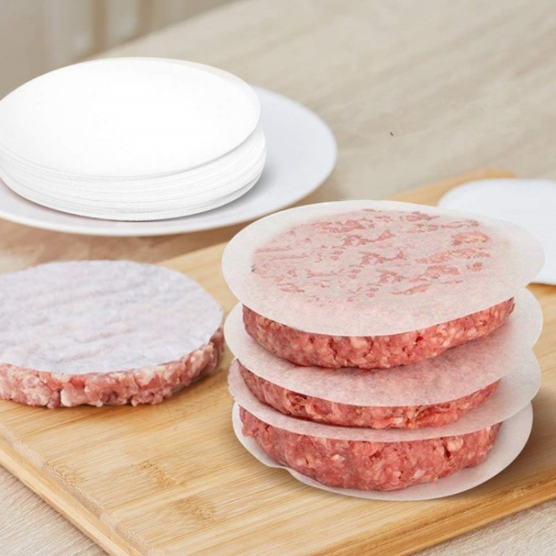 Factory wholesale 100 pieces of round food pad paper frozen meat partition paper non-stick double-sided silicone oil paper hamburger meat partition paper 2