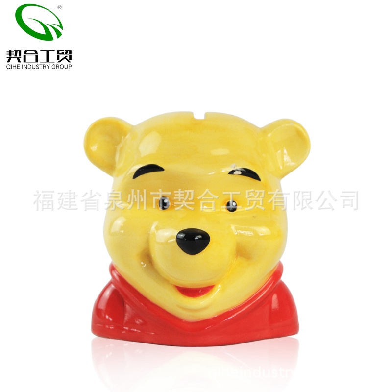 Exportación de cerámica alcancía miel olla de dibujos animados oso Pooh oso alcancía cerámica animal alcancía