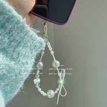 集美们快来get光感珠珠绑带蝴蝶结手机链时髦精肯豆百搭手机挂绳