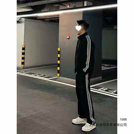男士大码秋季时尚感痞帅一整套潮休闲运动宽松卫衣套装男胖子