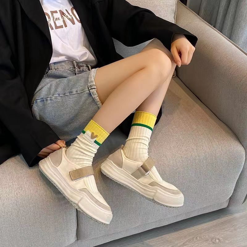 多巴胺女袜子四季款中长筒堆堆袜薄款粉短袜拼色刺绣Socks跨境夏|undefined