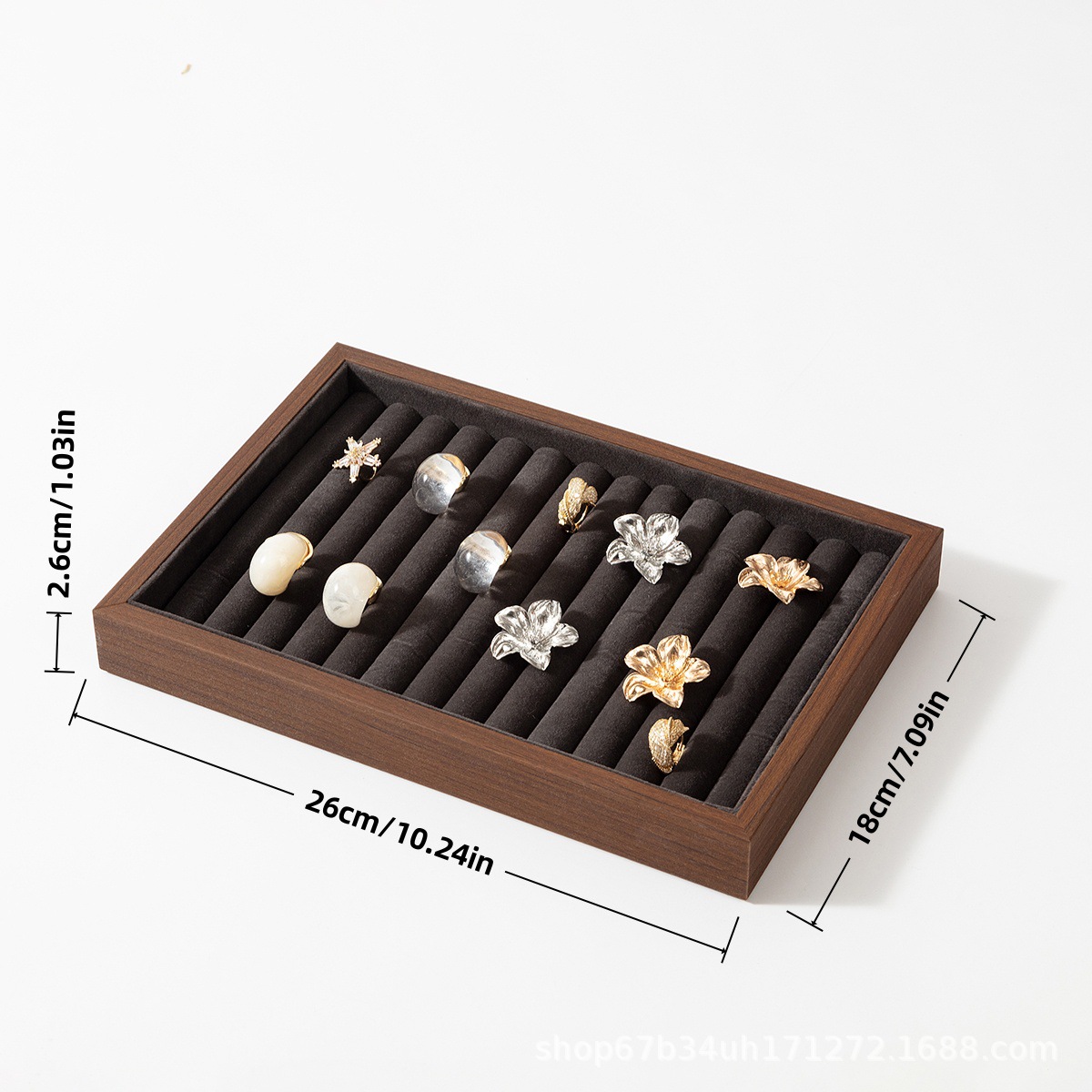 Joias de nuez negra bandeja de muñeca brazalete bandeja de joyería multifuncional bandeja de almacenamiento de joyería de tocador