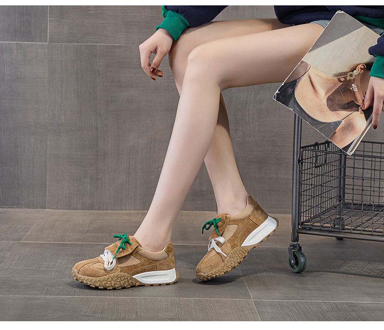 Giày sneaker nữ da heo đế dày phong cách Đức Huajiang mùa thu 2026 — M2632 màu trắng nhạt, M2632 màu vàng, M2632 màu nâu chi tiết 25
