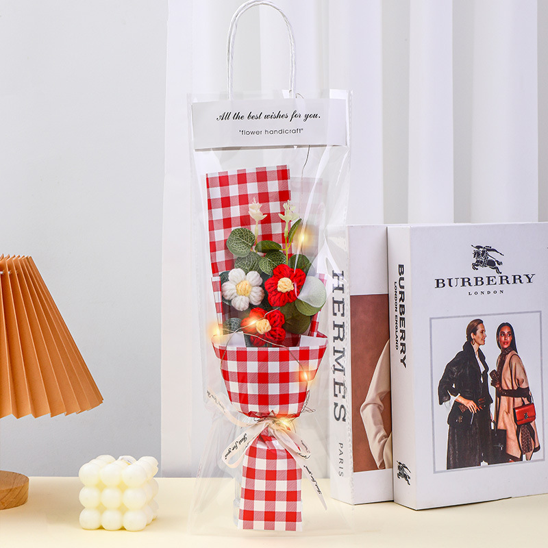 퍼프 꽃 3 꽃다발 [레드] 선물 가방