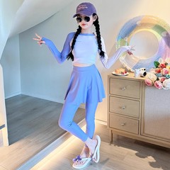 女童高颜值泳衣2025新款儿童长袖长裤泳装大童女孩分体防晒游泳衣