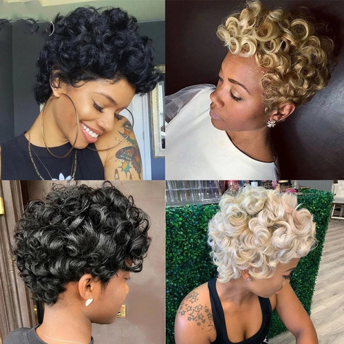 Wigs Women's Short Curly Afro Explosion Hair Small Curl Cross-border Foreign Trade Fashion Synthetic Headwear Dropshipping Supported