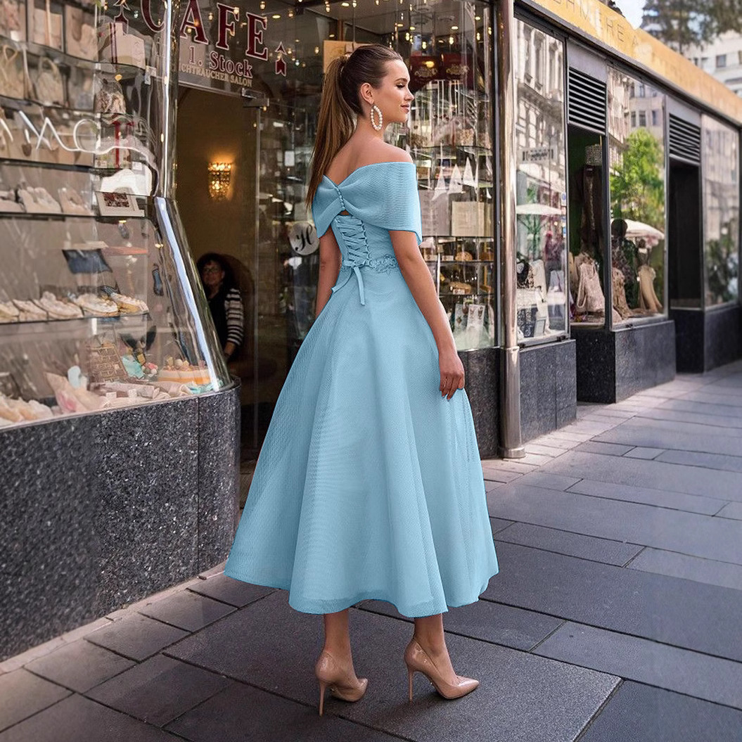 Primavera y verano europeo y americano Comercio exterior nueva ropa de mujer deseo Amazon nuevo Vestido de manga raglán color sólido vestido largo transfronterizo